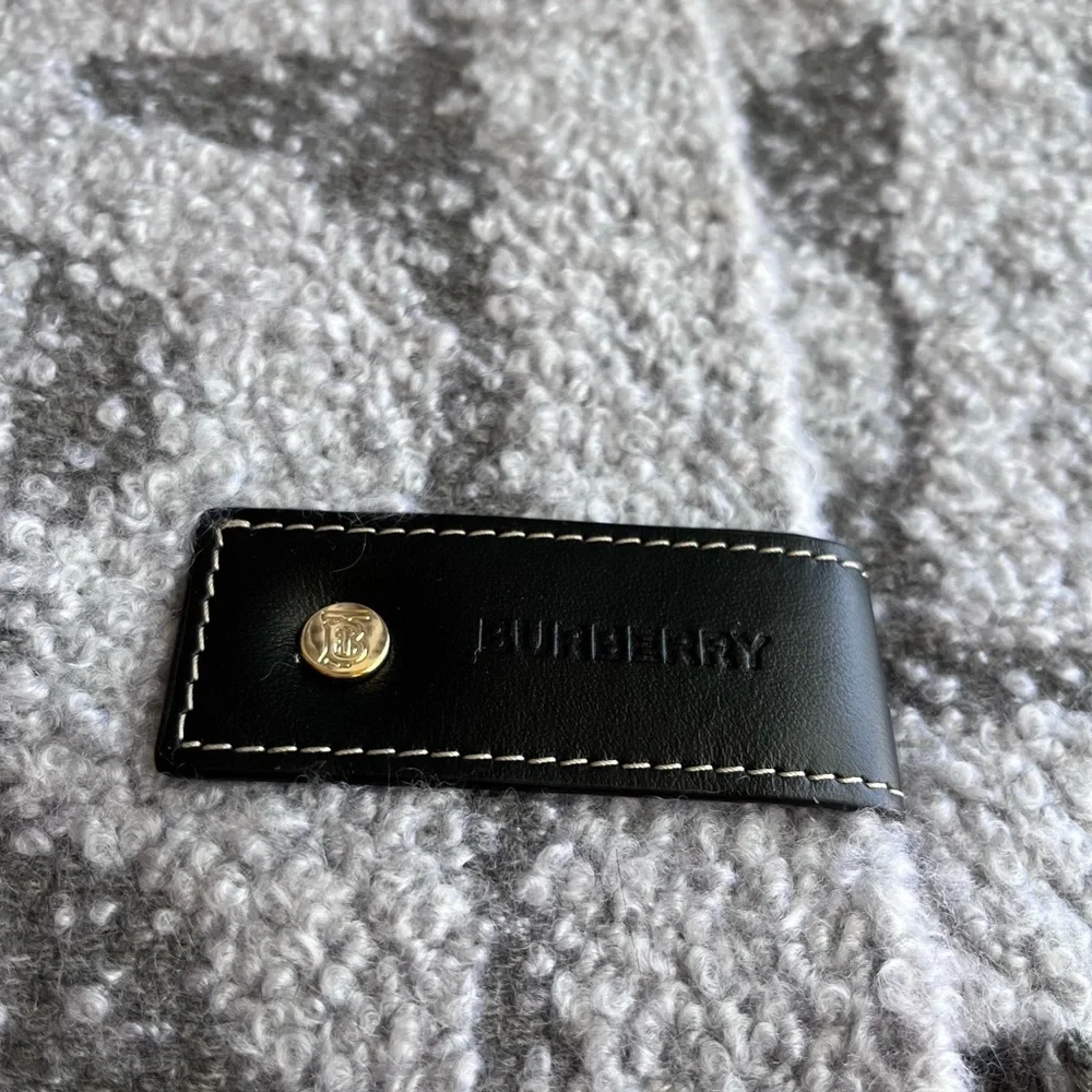 BURBERRY Oversize TB Monogram Fringe Cashmere & Silk Scarf
